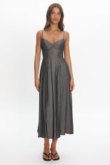 Take It All Cami Strap Midi Dress Charcoal