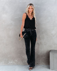 Donatella Satin Lace Bodysuit - Black