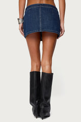 Sharlo Zip Up Denim Mini Skirt