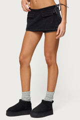 Giselle Wrap Denim Mini Skort