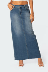 Elowyn Slitted Denim Maxi Skirt
