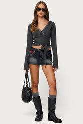 Jakari Contrast Stitch Denim Mini Skort