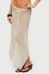 Isla Handkerchief Sheer Knit Midi Skirt