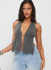 Addilyn Knit Halter Top Dark Grey
