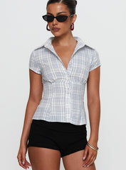Cottesloe Blouse Top Blue Check