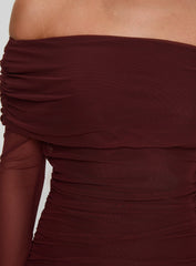 Consideration Long Sleeve Maxi Dress Chocolate