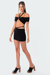 Kayla Strappy Knit Mini Skirt