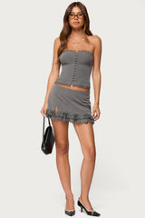 Mona Lacey Slit Pinstripe Mini Skort