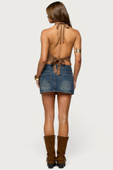 Libbey Studded Denim Mini Skirt