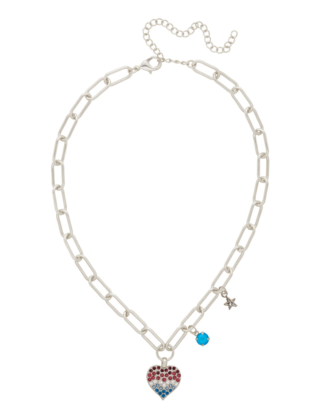 Pave Heart Charm Pendant Necklace - NGB7PDUSA