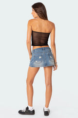 Distressed Denim Mini Skirt